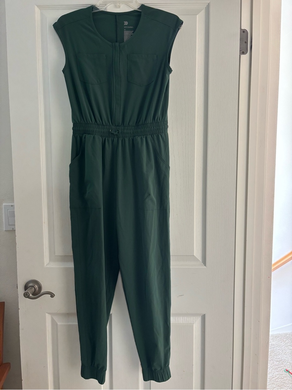 all in motion Dark Green Sleeveless Utility Jumpsuit Sz XS